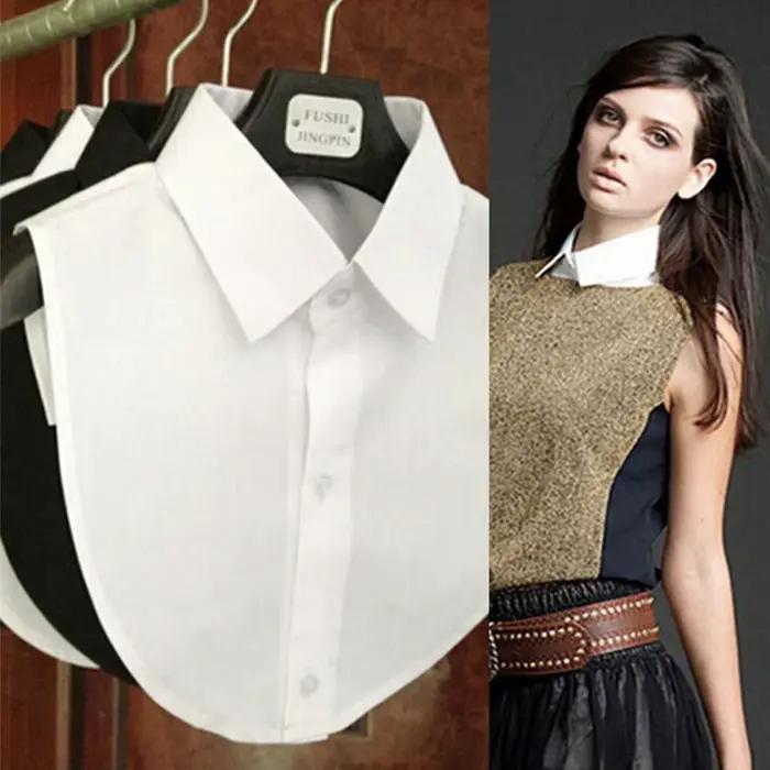 Chemisier à faux col pour femme, manches vintage, col de chemise amovible, faux col en dentelle, haut chemisier à revers, accessoires vestisens, nouveau