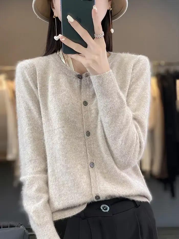 Aliselect – Cardigan super chaud en cachemire pur pour femme