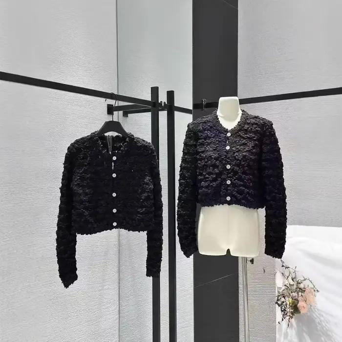 Specialized Women's Knitted Open Cardigan Jacket with Lace Design Heavyweight Thread Spring Summer Fashion Vest Top