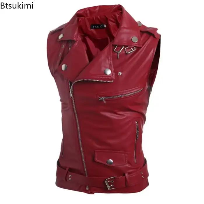 Gilet en cuir PU décontracté pour homme 2026 – Veste sans manches automne-hiver, gilet chaud et épais, gilet de moto en cuir pour homme 3XL