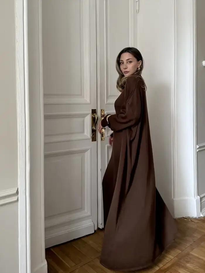 Femmes léger luxe coupe ajustée tricoté manteau robe costume mode élégant solide doux décontracté maison