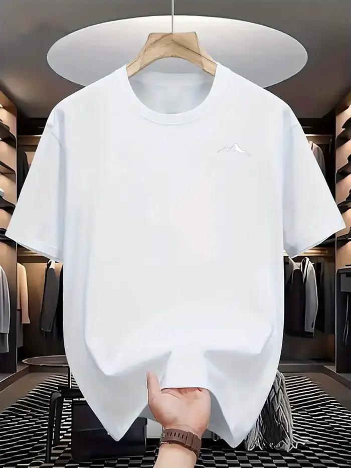 Nouveau T-shirt à col rond au toucher naturel, T-shirt respirant pour homme, T-shirt au style créatif, T-shirt décontracté à séchage rapide, T-shirt pour homme