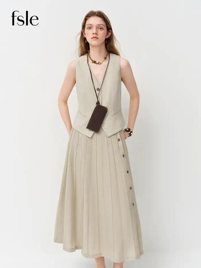 FSLE Gilet col en V style Old Money pour femme