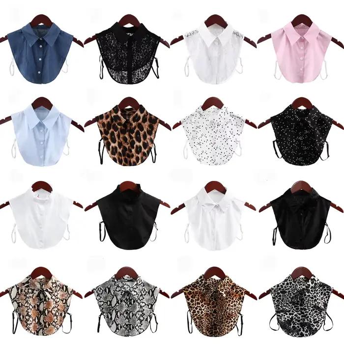 Chemisier à faux col pour femme, manches vintage, col de chemise amovible, faux col en dentelle, haut chemisier à revers, accessoires vestisens, nouveau