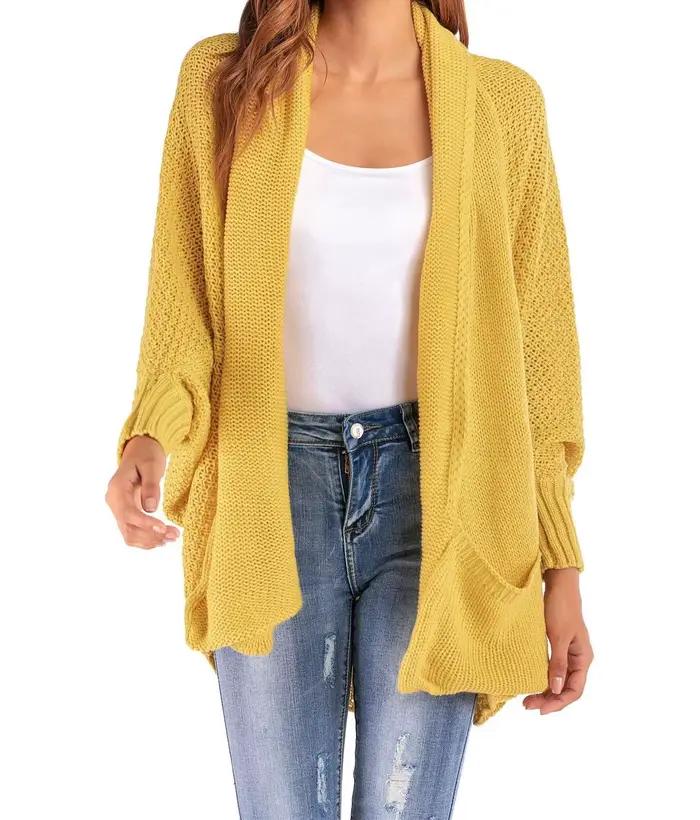 Nouveau cardigan en tricot à manches chauve-souris pour femme