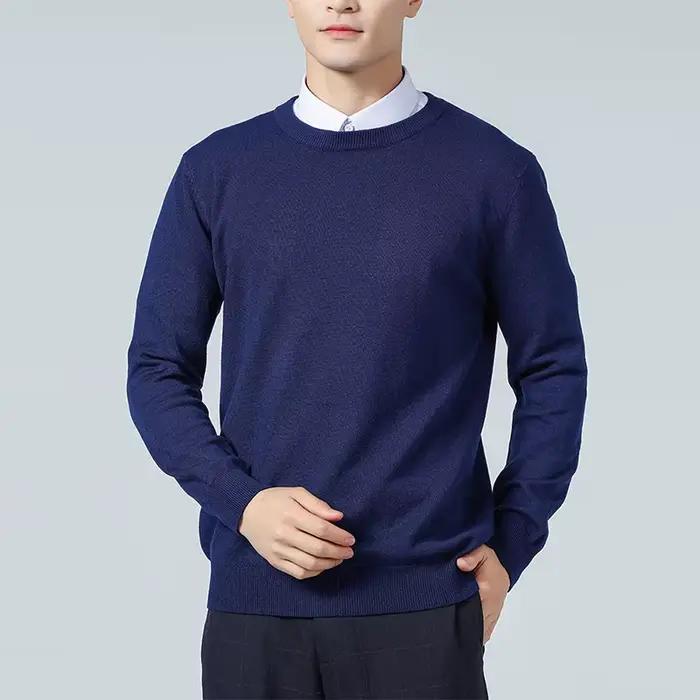 Pull en cachemire à col rond pour homme, nouvelle mode, chaud, manches longues, ample, tricoté, Business, haut décontracté, automne hiver