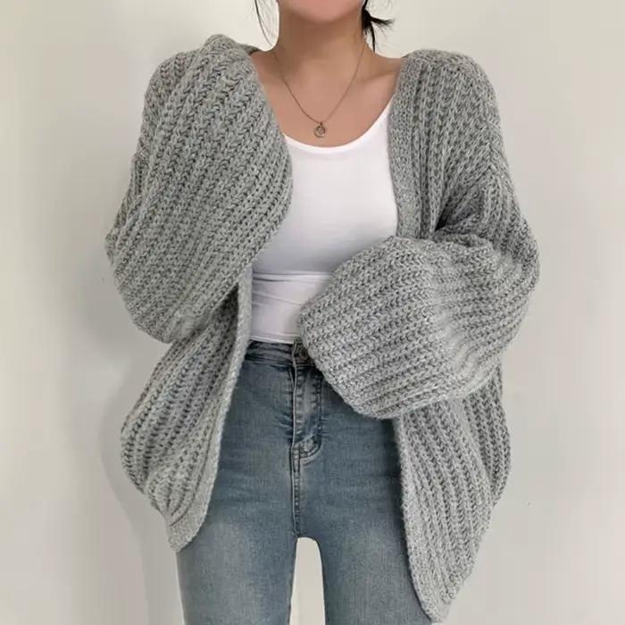 Cardigan Vintage Harajuku à manches lanternes pour femme