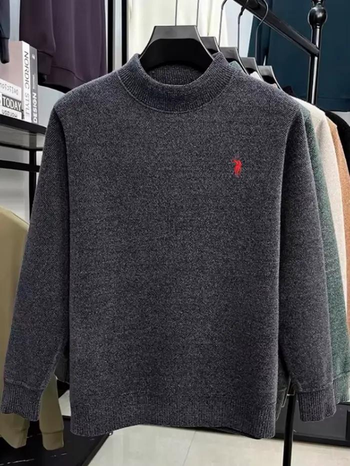 Marque de mode hommes Paul classique poney brodé confortable pull tricoté automne et hiver nouveau velours
