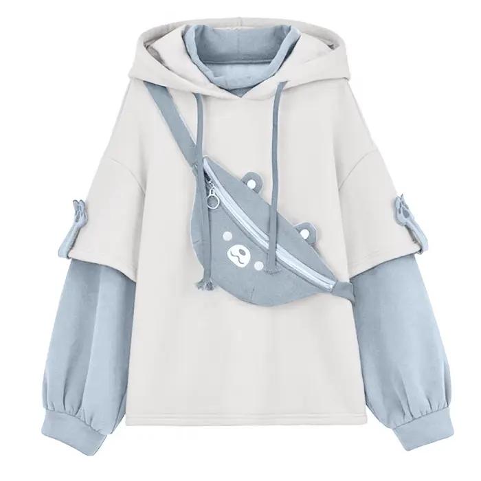 Sweat à capuche ours à manches longues pour femmes