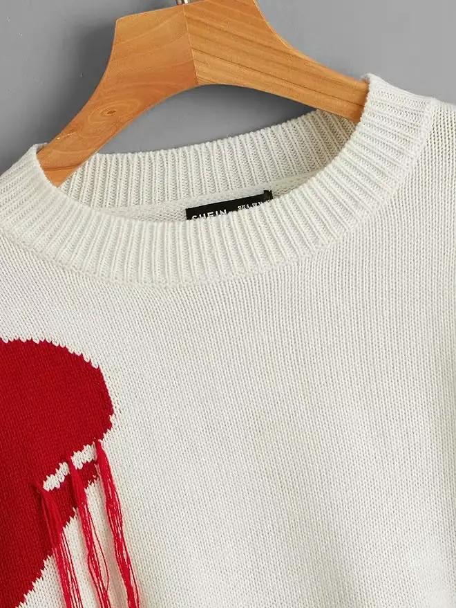 Pull femmes Harajuku amour gland broderie surdimensionné