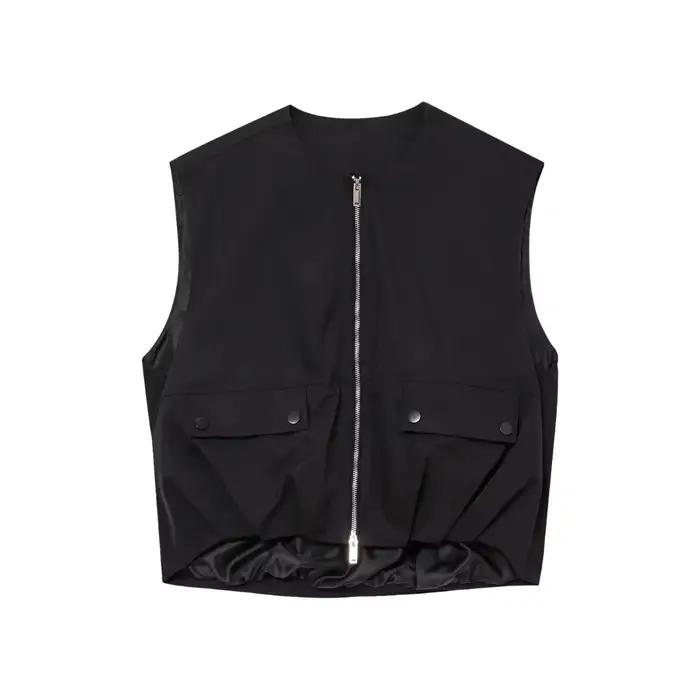 Gilet décontracté ample pour femme avec fermeture éclair