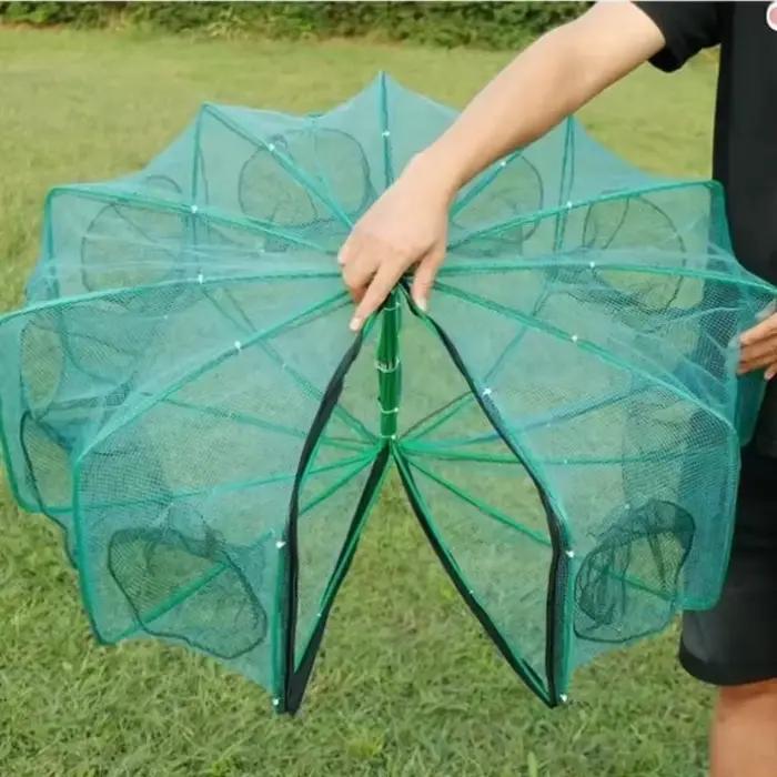 Nouveau filet de pêche pliable hexagonal/octogonal à 8 trous, filet de pêche à la main, filet de lancer, attrapeur d'écrevisses et de crevettes, outil de capture en cage/épuisette