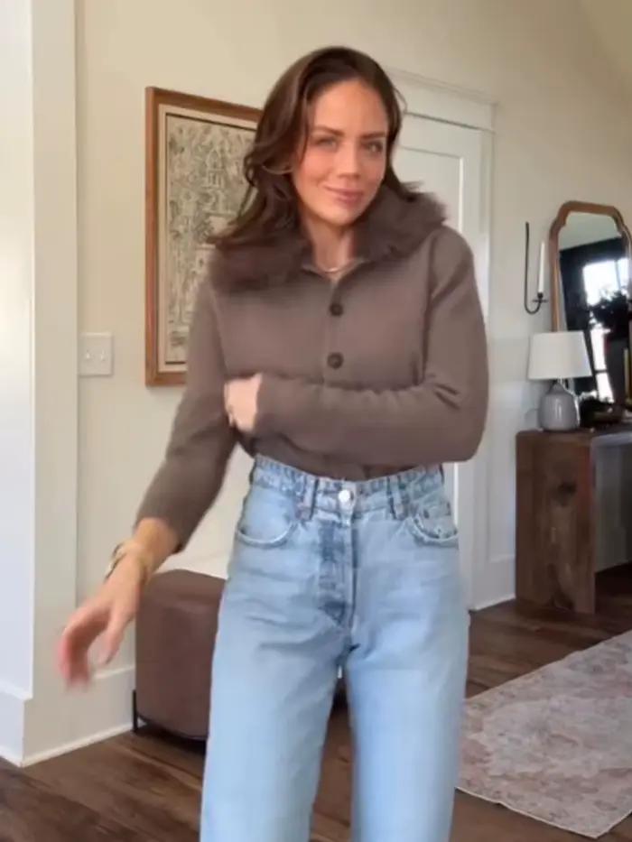 HH femmes hiver mode polyvalent fausse fourrure effet col rabattu tricoté veste femme simple boutonnage à manches longues manteau chaud