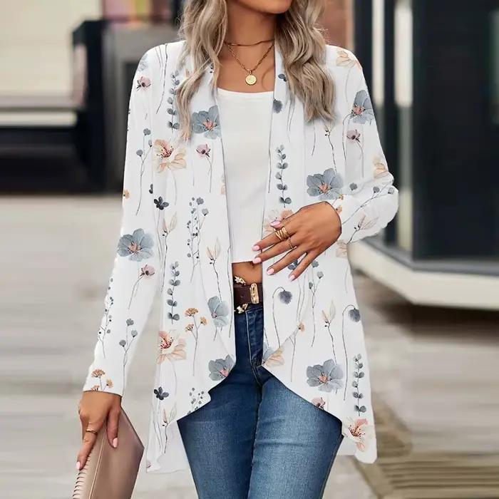 Nouveau Cardigan pour femmes manteaux mode décontracté col rabattu Vintage imprimé vestes