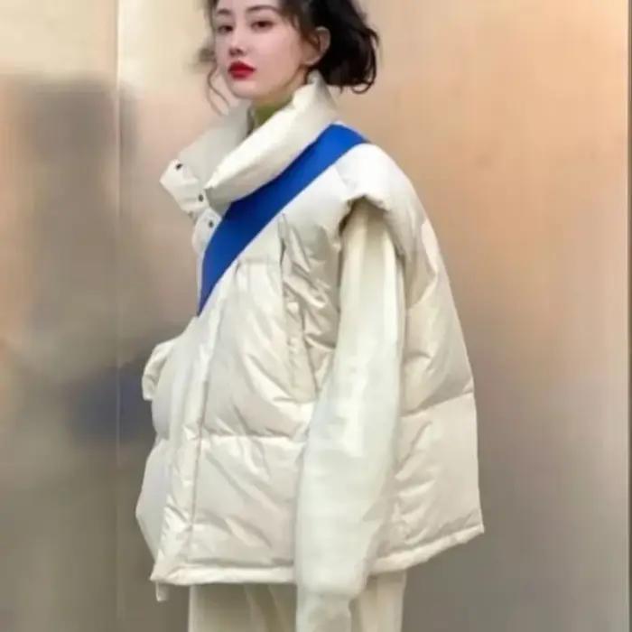 Couleur unie fermeture éclair femmes gilets assez chaud froid Demi-saison dame rembourré coton Giletes vêtements d'hiver élégant travail décontracté