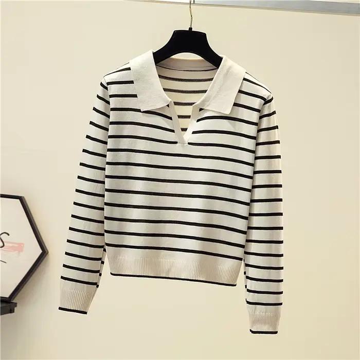 Jersey Mujer 2025 nouveau pull rayé femmes à manches longues décontracté rétro vêtements automne chandails femme