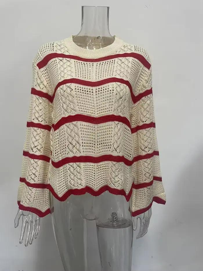 Pull d'automne nouveau Style avec motif ondulé et manches larges