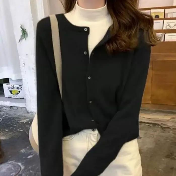 Lucyever-Cardigan décontracté à col rond pour femme