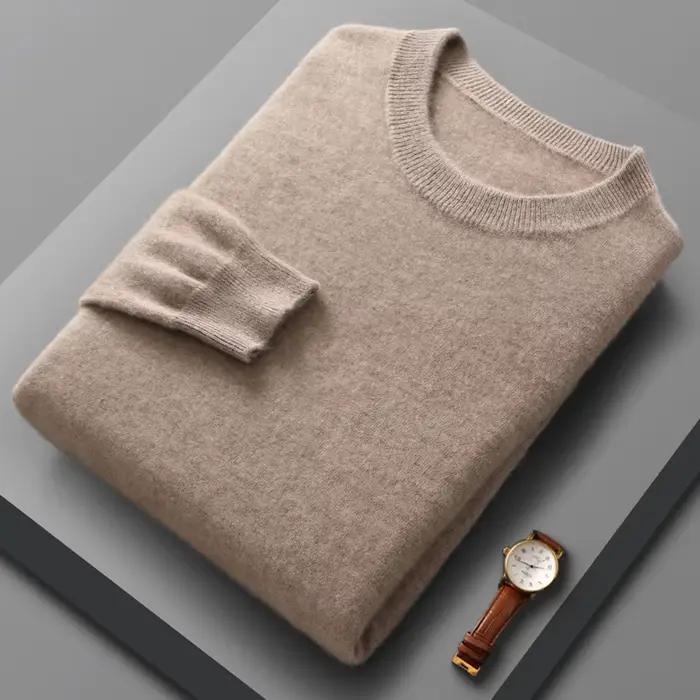Pull en laine mérinos pour hommes, col rond, tricoté, à capuche, en cachemire similaire, polyvalent, basique, nouvelle collection printemps automne 100%