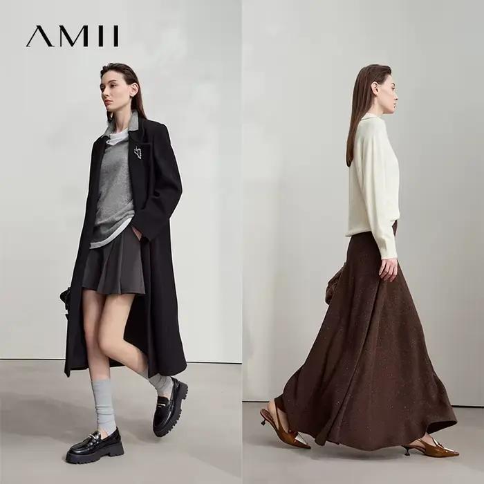 AMII femmes pull 2025 automne nouvelle femme vêtements couleur unie col en v
