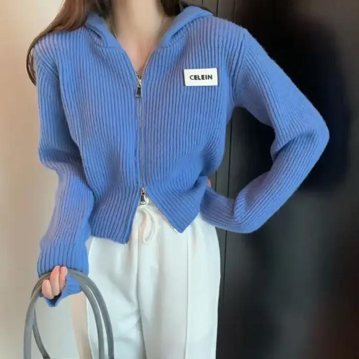 Pull à Capuche avec Fermeture Éclair pour Femme