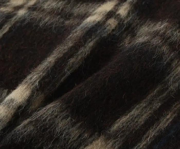 Manteau en peluche à carreaux marron pour femmes
