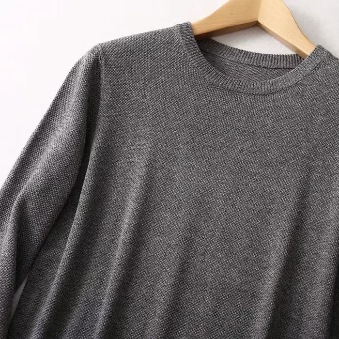 Pull en cachemire à col rond pour hommes, pull à manches longues, haut chaud, monochromatique, Mulberry Inj85%, L, XL, média, quotidien, 15%, Circ047
