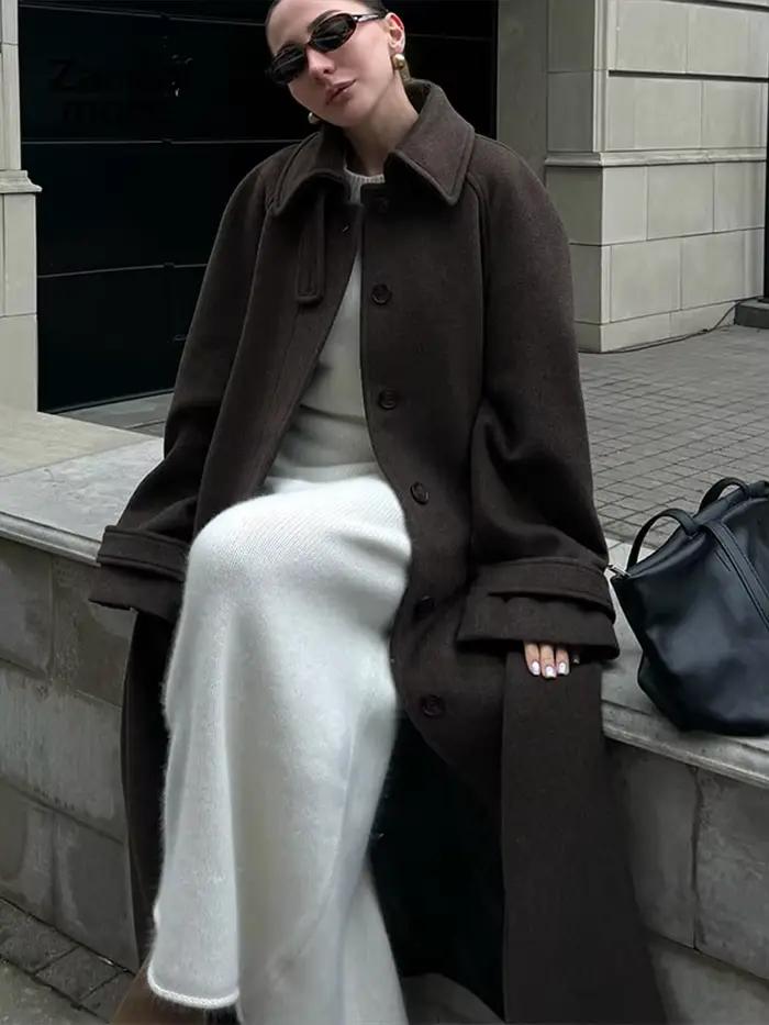 Manteau en mélange de laine de chameau pour femme