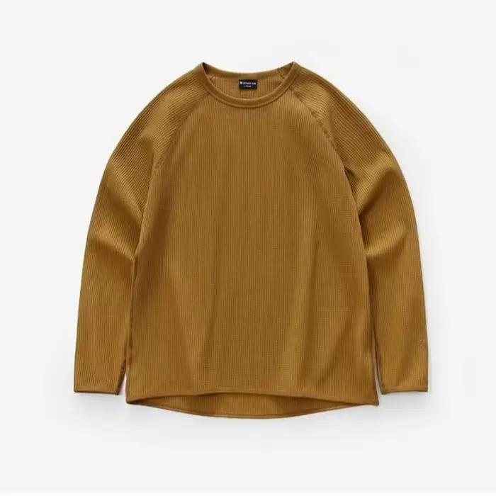 Nouveau T-shirt léger 2026 en tissu gaufré absorbant la transpiration et séchant rapidement, pull respirant à manches longues pour homme automne-hiver