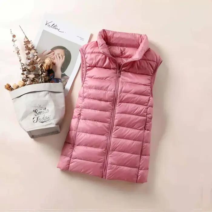 Nouveau Gilet Ultra Léger en Duvet pour Femme 2026 – Veste Sans Manches Slim Portable Coupe-Vent Légère pour Fille