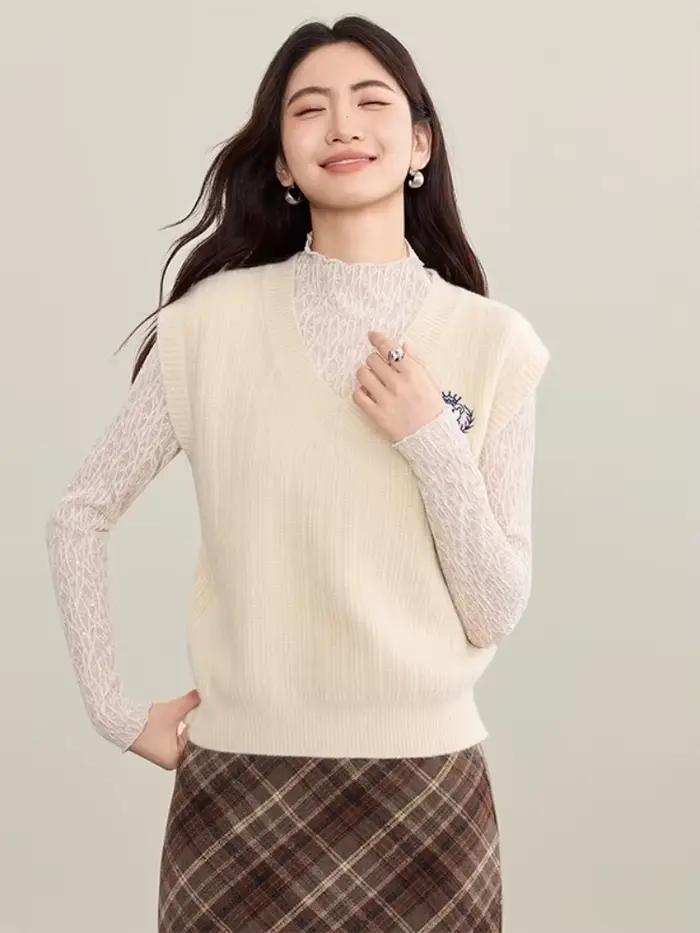 Gilet pull sans manches style universitaire pour femme SENTUBILA