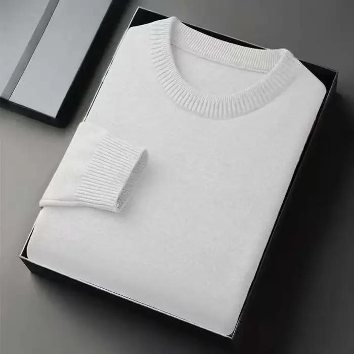 Pull classique en tricot à col rond pour hommes, manches longues, doux, décontracté, léger, couleur unie, vêtements doux pour hommes