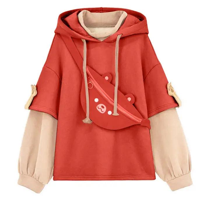 Sweat à capuche ours à manches longues pour femmes