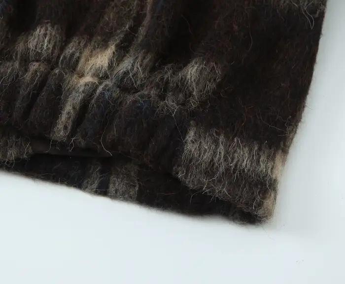Manteau en peluche à carreaux marron pour femmes