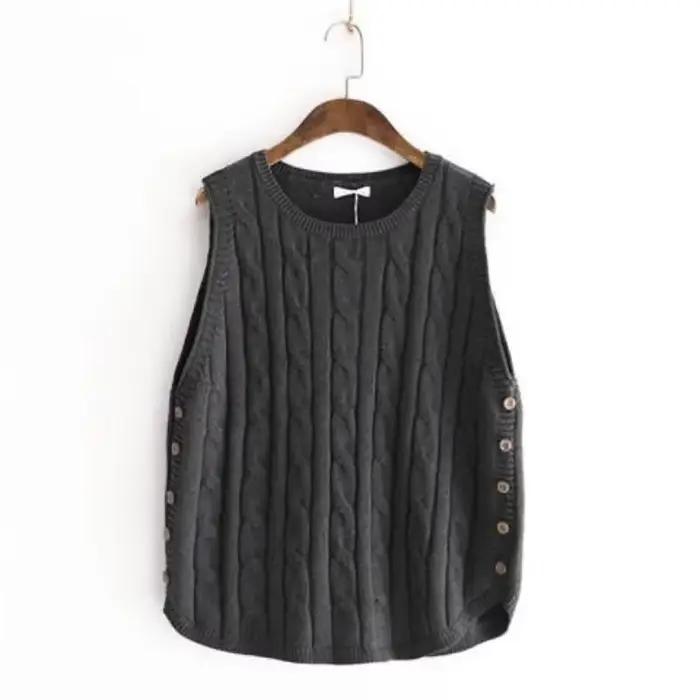 Gilet sans manches femme tricot ample préppy automne hiver pour jeune occasion spéciale hauts polyvalents années 2000