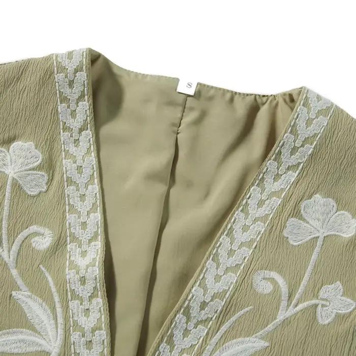Maemukilabe femmes Vintage Floral brodé gilet ouvert dames Style National