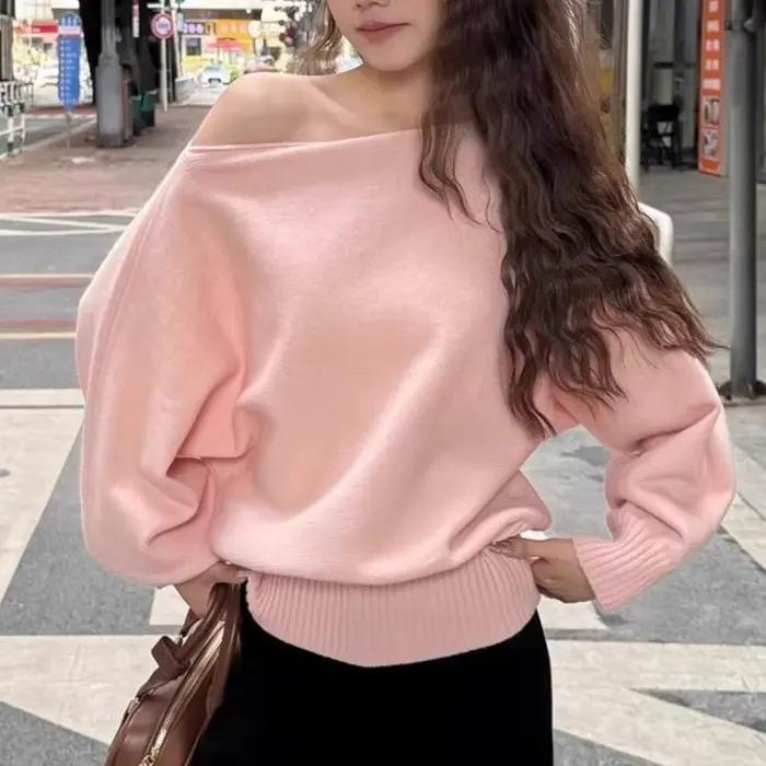 Batwing – Pull tricoté à manches longues pour femme