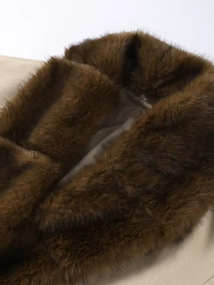 Manteau de fausse fourrure ample et chic col rabattable pour femmes automne hiver polyvalent à offrir occassions spéciales