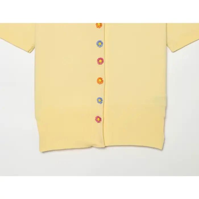 Cardigan Femme à Boutons Floraux Nouvelle Collection Été 2026 – Pull Décontracté Col Rond Tricoté Manches Courtes avec
