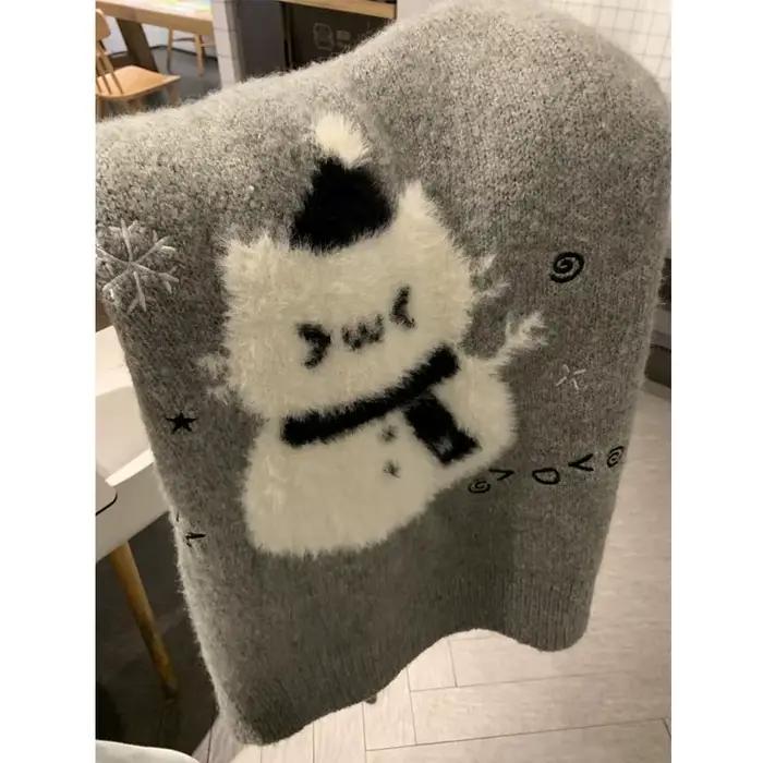 Kawaii gris femmes chandails Style Preppy doux japonais pulls à capuche Cutecore Harajuku surdimensionné