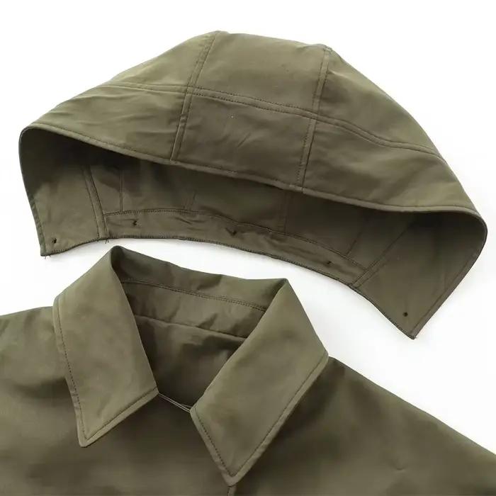 HXAO vert chaud hiver vestes à capuche femmes 2024 automne extérieur surdimensionné Bomber veste manteaux Demi-saison coupe-vent vêtements d'extérieur