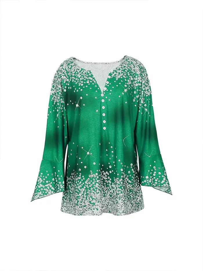 Pull à col rond et manches évasées imprimé pour femme