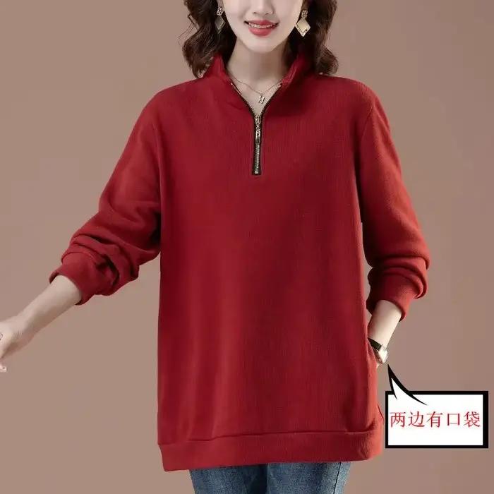 Sweat-shirt sans chapeau en pur coton pour femmes