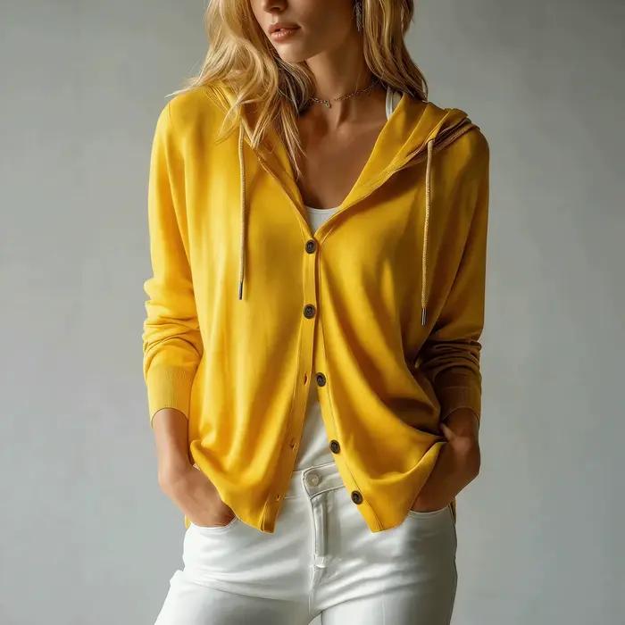 Nouveau cardigan tricoté à capuche multicolore pour femme 2026