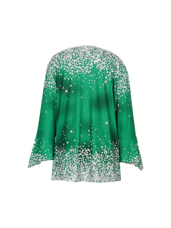 Pull à col rond et manches évasées imprimé pour femme