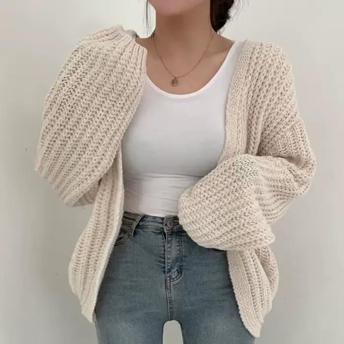 Cardigan Vintage Harajuku à manches lanternes pour femme