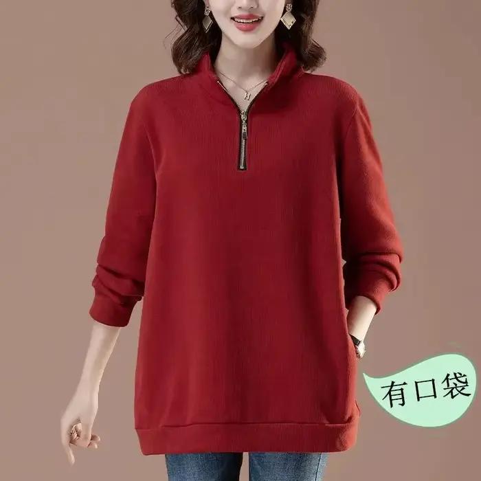Sweat-shirt sans chapeau en pur coton pour femmes