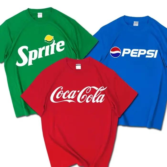 Nouveau T-shirt d'été 2026 INS Pepsi Cola Sprite Coca-Cola, T-shirt unisexe en coton ample à manches courtes pour couple