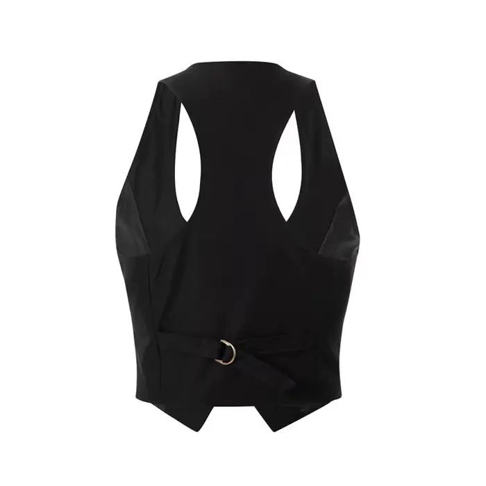 Lamuusaa femmes gilet mode vêtements Sexy col en V sans manches boutonné ajusté Racer dos classique