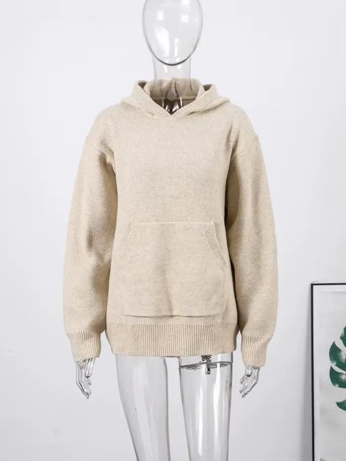 Pull à capuche surdimensionné vert à manches longues pour femme